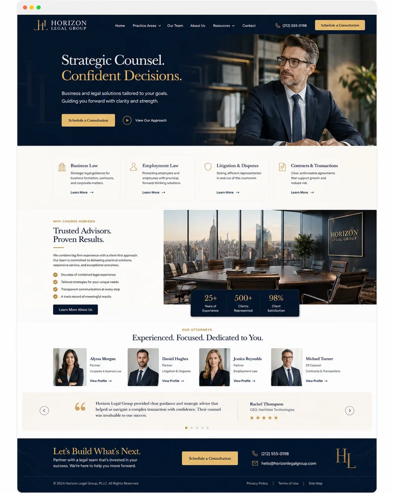 Horizon Legal Group website concept full preview