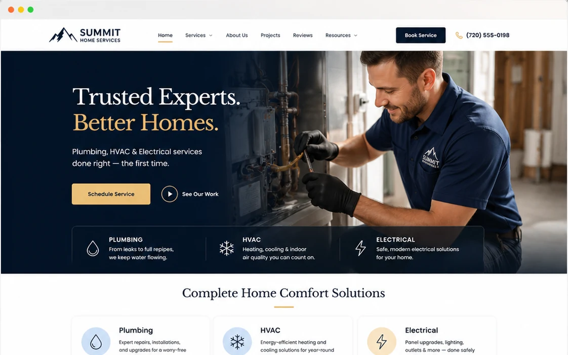 Summit Home Services website concept preview